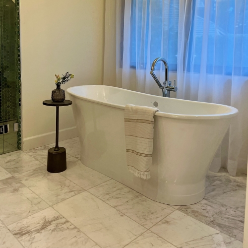 bathtub installation in bathroom